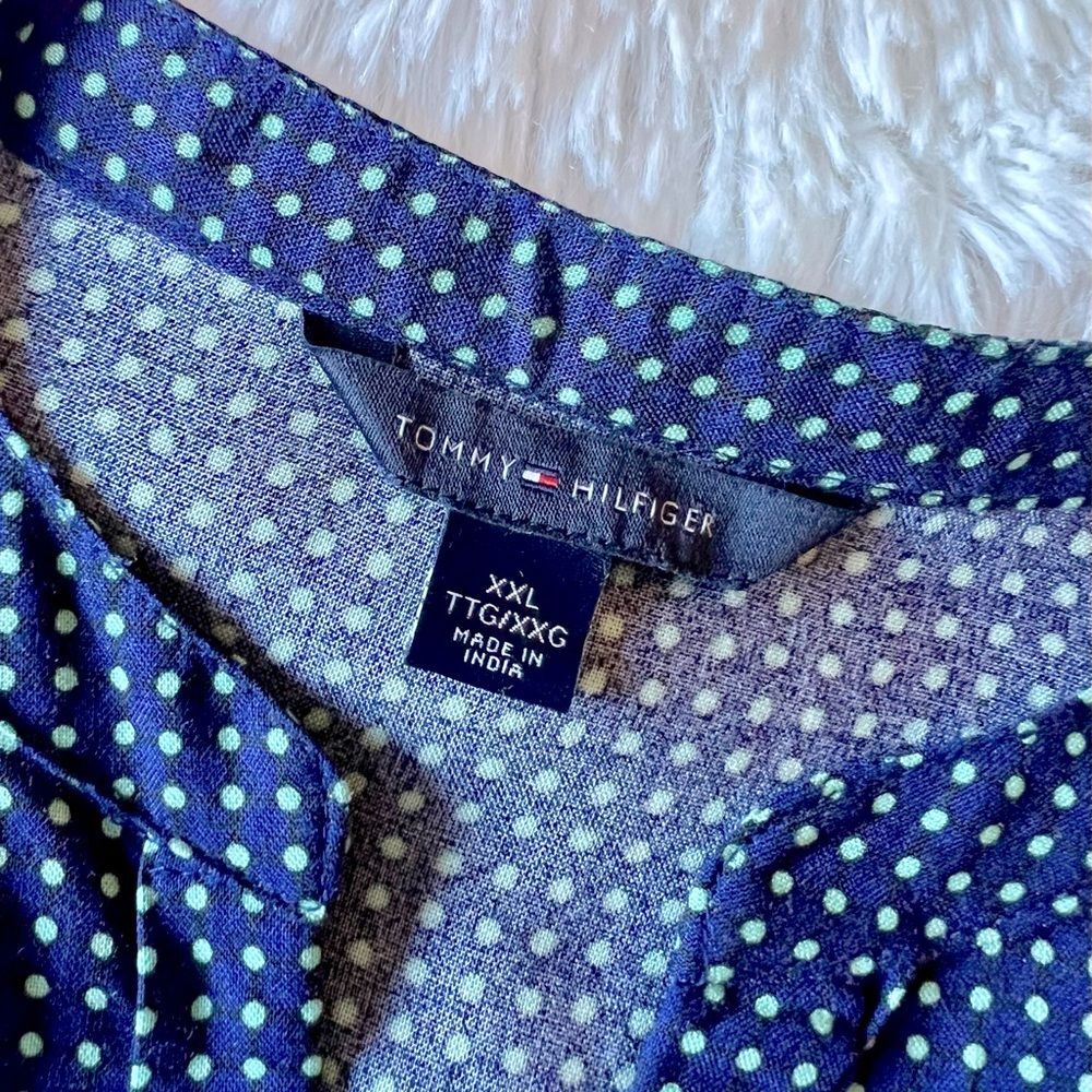 Tommy Hilfiger Navy Polka Dot Shirt XXL - Picture 7 of 12
